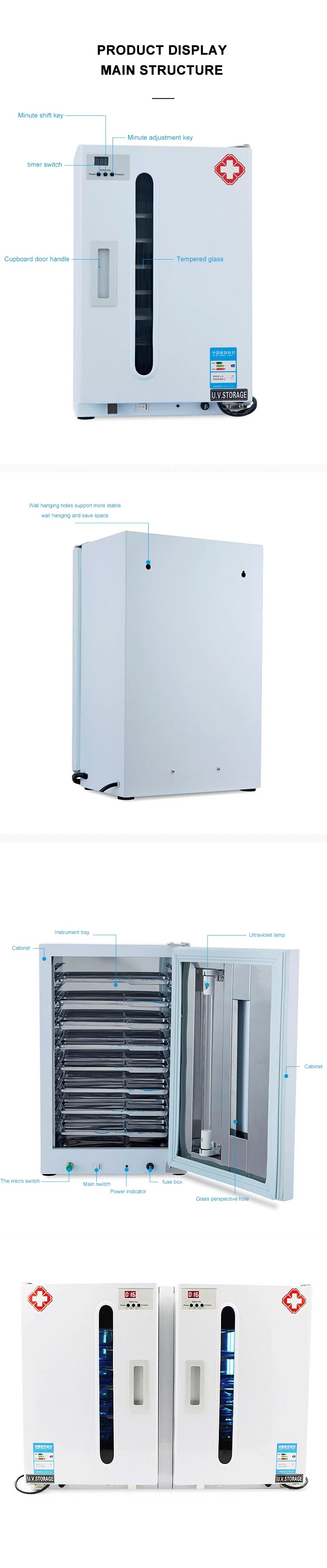27L UV Light Cabinet Single Door Stainless Steel Dental UV Cabinet With Time Setting