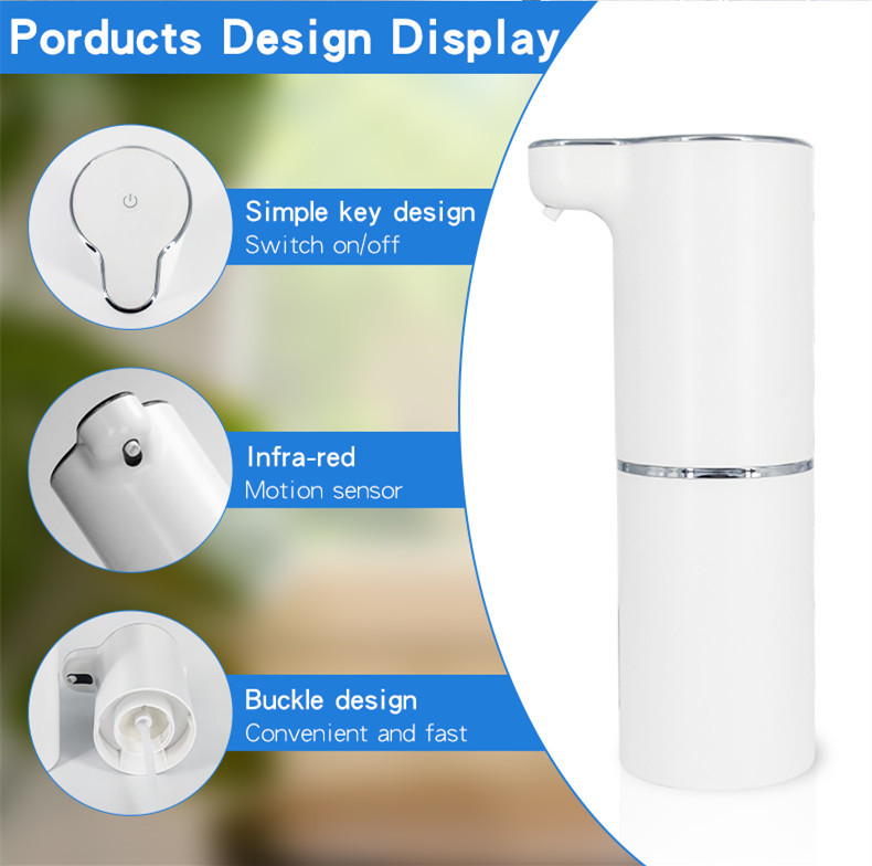 6CM Sensor Foam Soap Dispenser Polypropylene 300ML Countertop