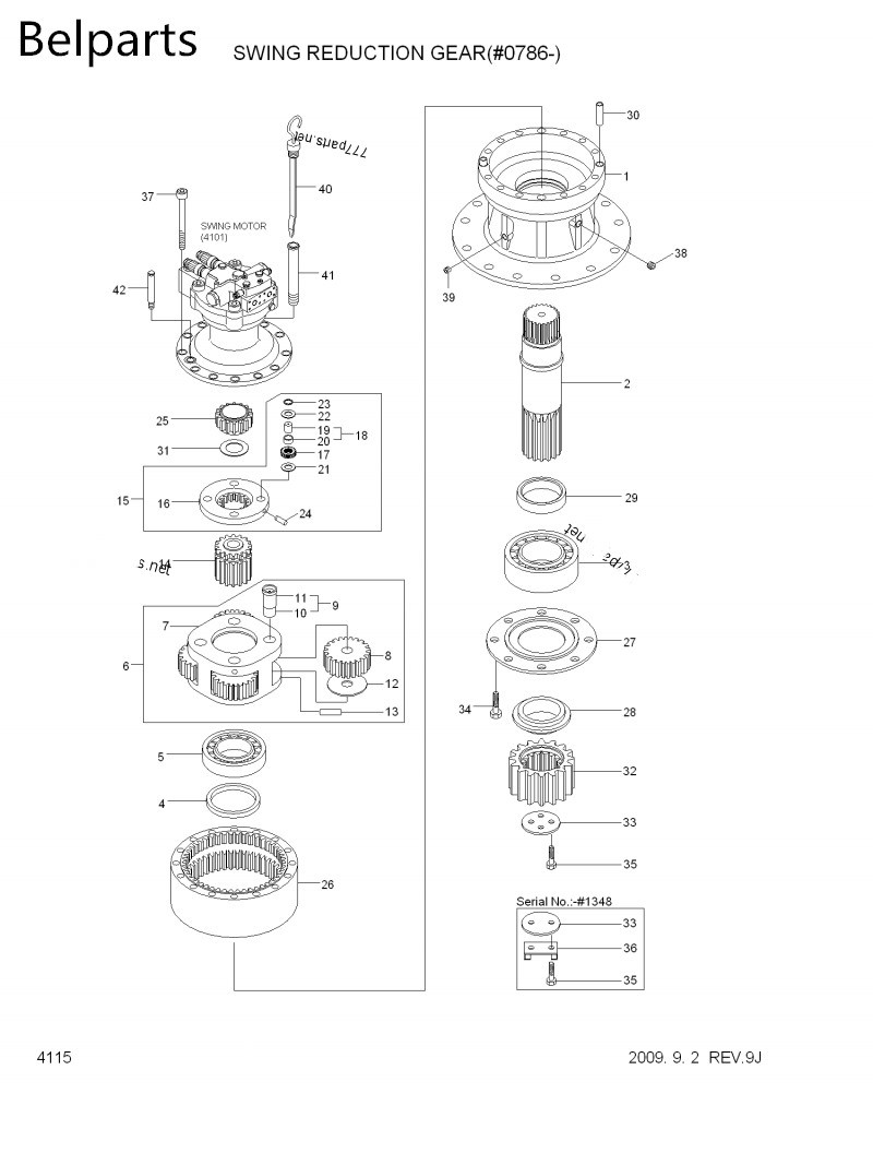 31N8-10181 Excavator Swing Reduction Gear Hyundai R290-7 R290LC-7A R305-7 R305LC-7