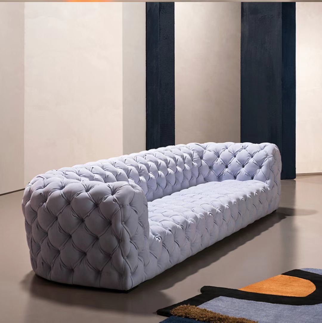 Modern Living Room Hotel Lobby Couch Quilted Button Tufted Velvet Sofa