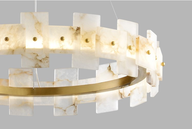 H65 Brass High Hardness Marble Effect Ceiling Light Modern Pendant Lights 15m2 To 25m2