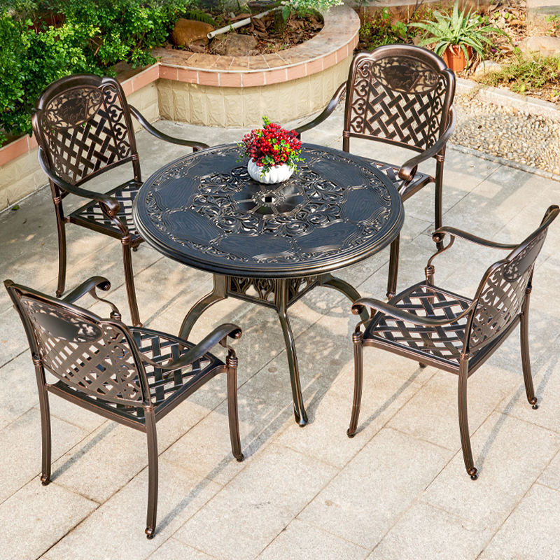 Aluminum 6 Seater Garden Furniture Black 18in 6 Person Patio Table