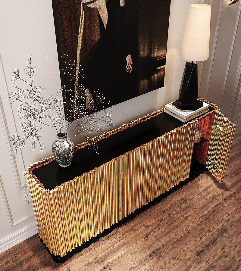 Luxury Wooden Structure Storage Sideboard Modern Unique Symphony Design