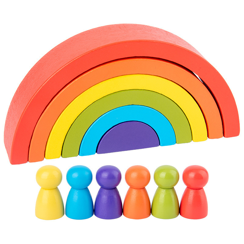 4.5cm Wooden Blocks Toys Arched Stacking Rainbow Blocks