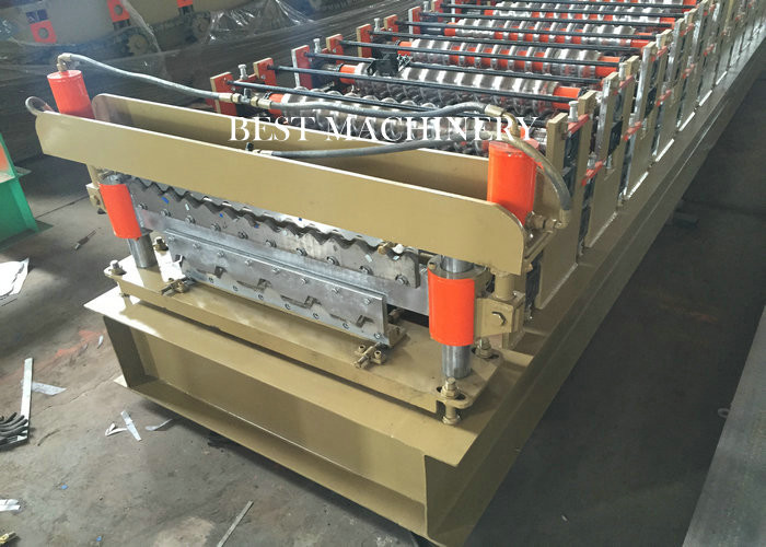 Double Layer Roofing Sheet Roll Forming Machine Galvanized Trapezoidal Shape