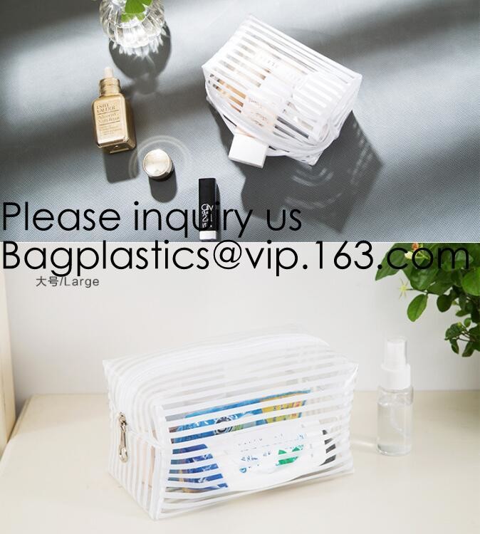 Clear Zipper Pouch with Strap Makeup Bag PVC Cosmetic Pouch,Printing Clear k Cosmetic PVC Pouch, bagease, bagplast