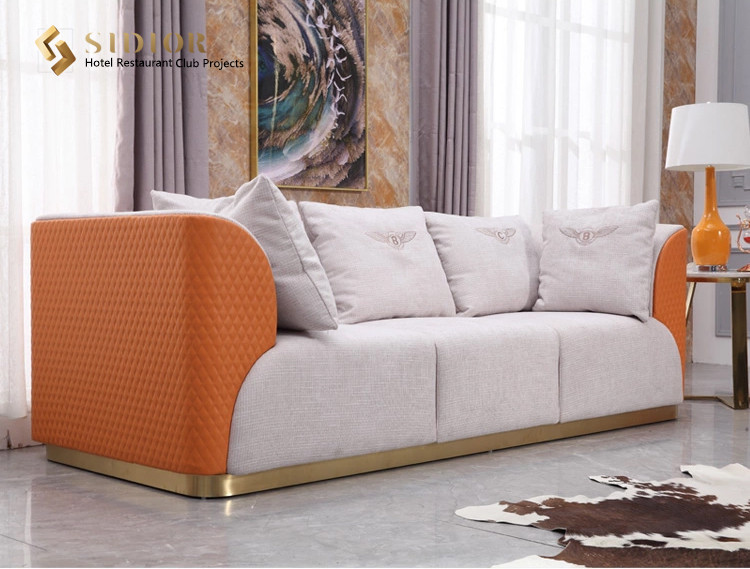 Hotel Sofa, Lobby sofa, Leisure sofa, Villa Sofa, PU Leather Upholstery, High Density Foam, Stainless Steel Base