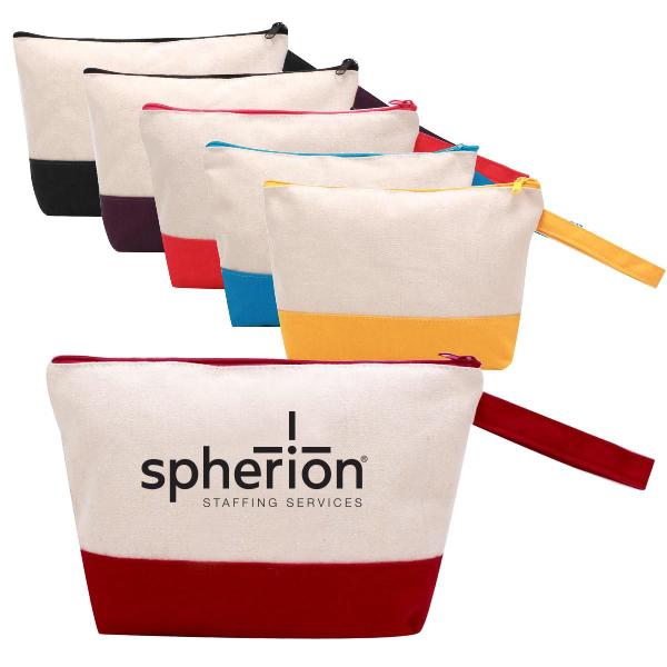 Custom Cotton Canvas Makeup Travel Bag Cosmetic Bag for Women Girls Portable