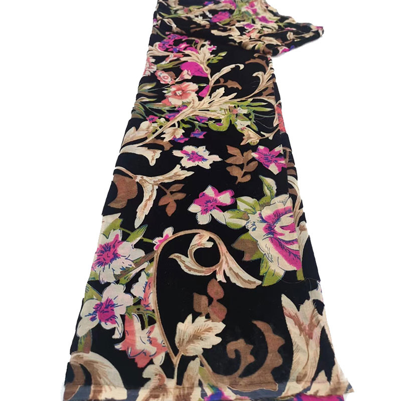 Fashion Burnout Print Velvet Velour Fabric Anti Static 114cm Width