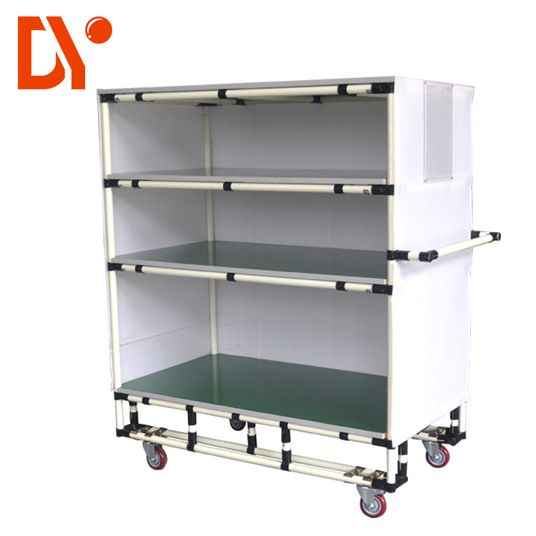 Industrial Lean Tube Tote Cart Hand Push Type Connected Customizable Size