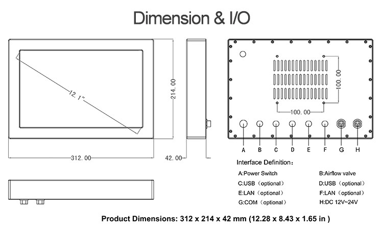 1280 X 800 Waterproof Touch Screen PC