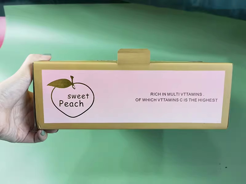 Peach Cardboard Fruit Tray Gift Pack Foldable With Foam Cardboard Insert
