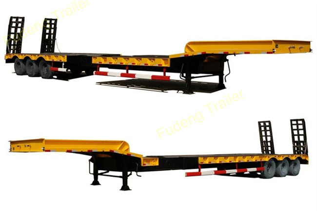 3 Axles Warranty Extendable Lowboy Trailer High Strength Steel Material