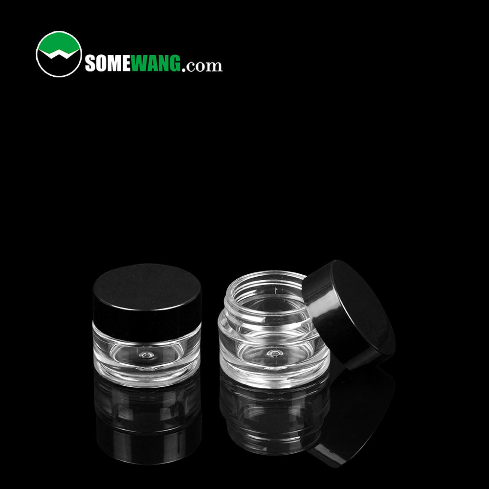 8ml Thick Wall Clear Round PET Plastic Cosmetic Jar Packaging Black Lid For Eye Cream
