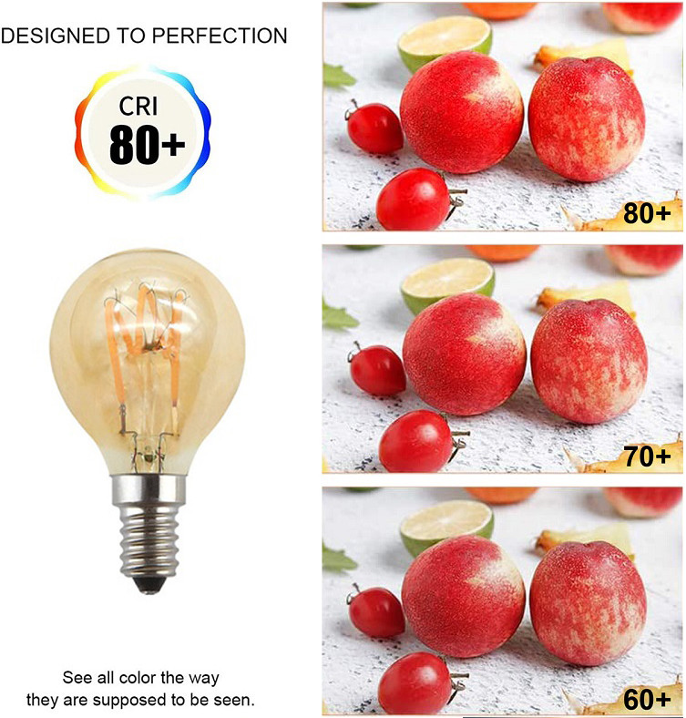 Globe Spiral LED Edison Bulb G45 3W Vintage Style Amber Glass Light Bulb 45*78mm