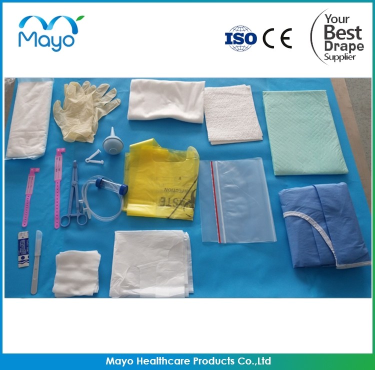 Sterile Clean Surgical Delivery Drape Pack With Examination Gloves