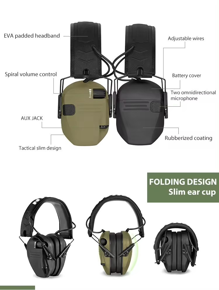 Electronic Noise Reduction Sound Amplification Earmuff Protection Muffs Noise Reduction Headphones For Hunting