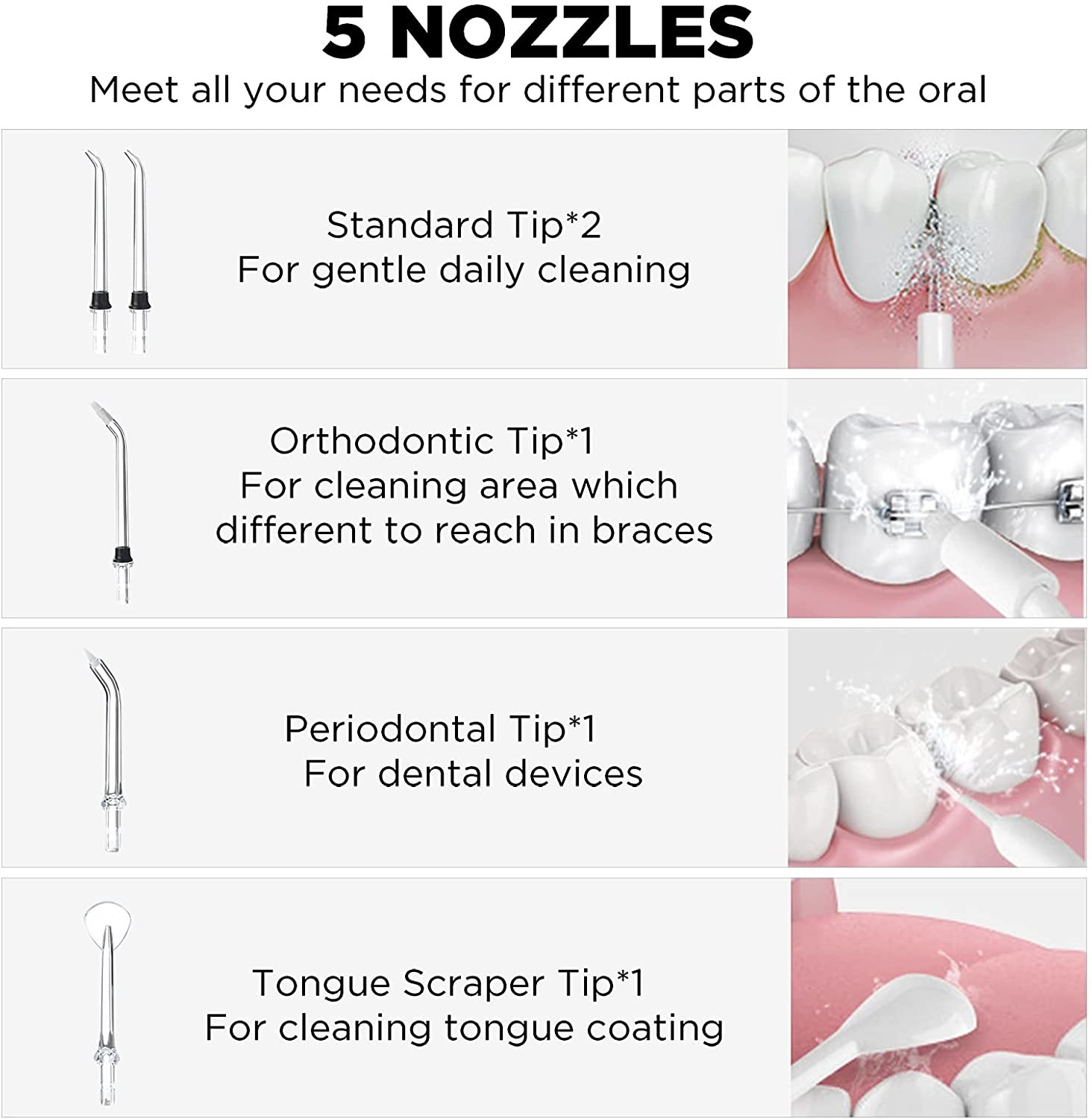Portable Water Flosser Rechargeable Travel Irrigator Water Tank Irrigator Portable Oral Cleaning 5 Mode Dental Flosser