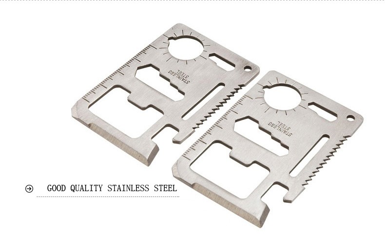 11-Function Stainless Steel Credit Card Size Survival Pocket Tool Knives
