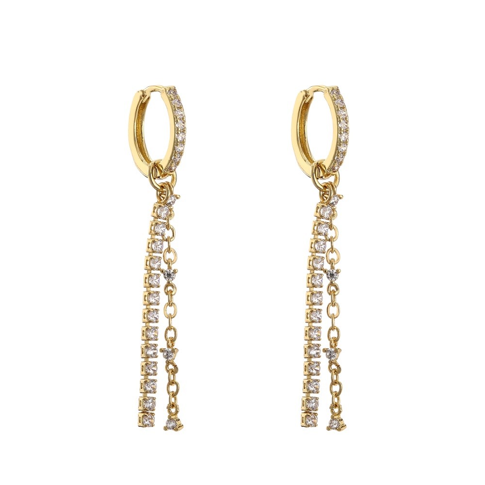CZ Gold Crystal Hoop Earrings