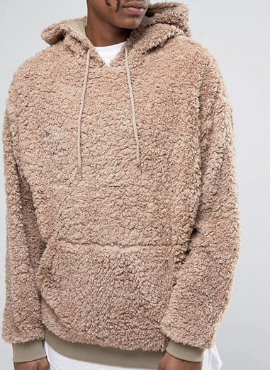Oversize Xxxxl Plain Thick Heavyweight Sherpa Lined Hoodie Soft Touch Brown