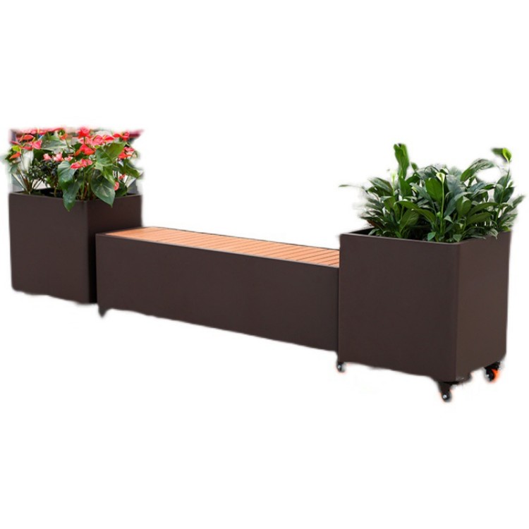 Removable garden flower pot chair with wheels planter box
