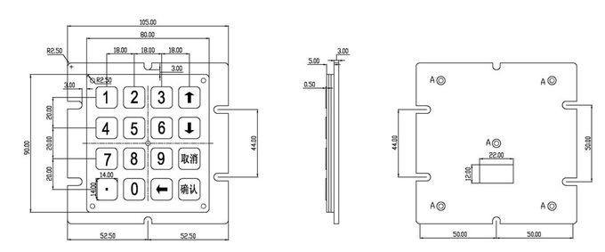 Laser Engraved 4x4 Matrix Keypad Stainless Steel Material For Industrial Equipment