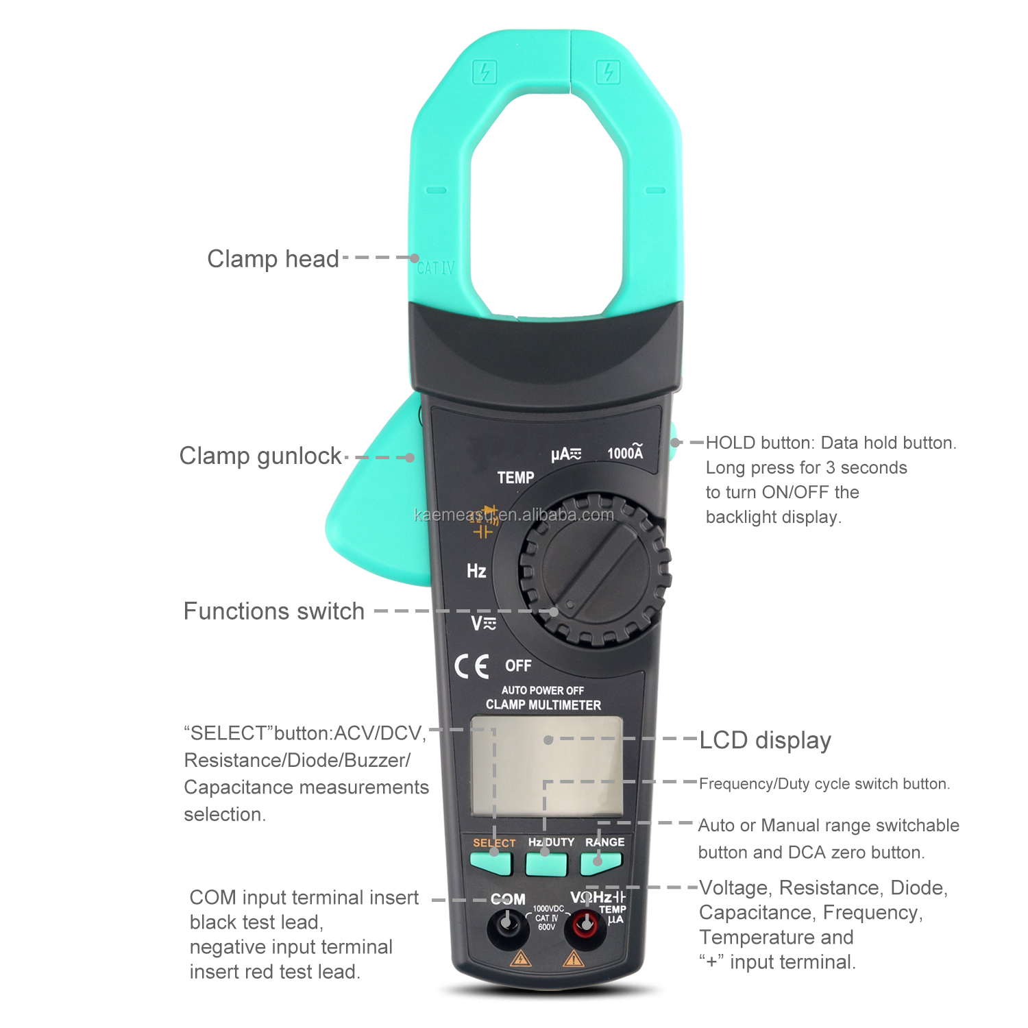 903 Clamp Meter 6000 Counts Auto Rnage Multimeter AC DC Voltage Tester Continuity Buzzer 1000v Multimeters