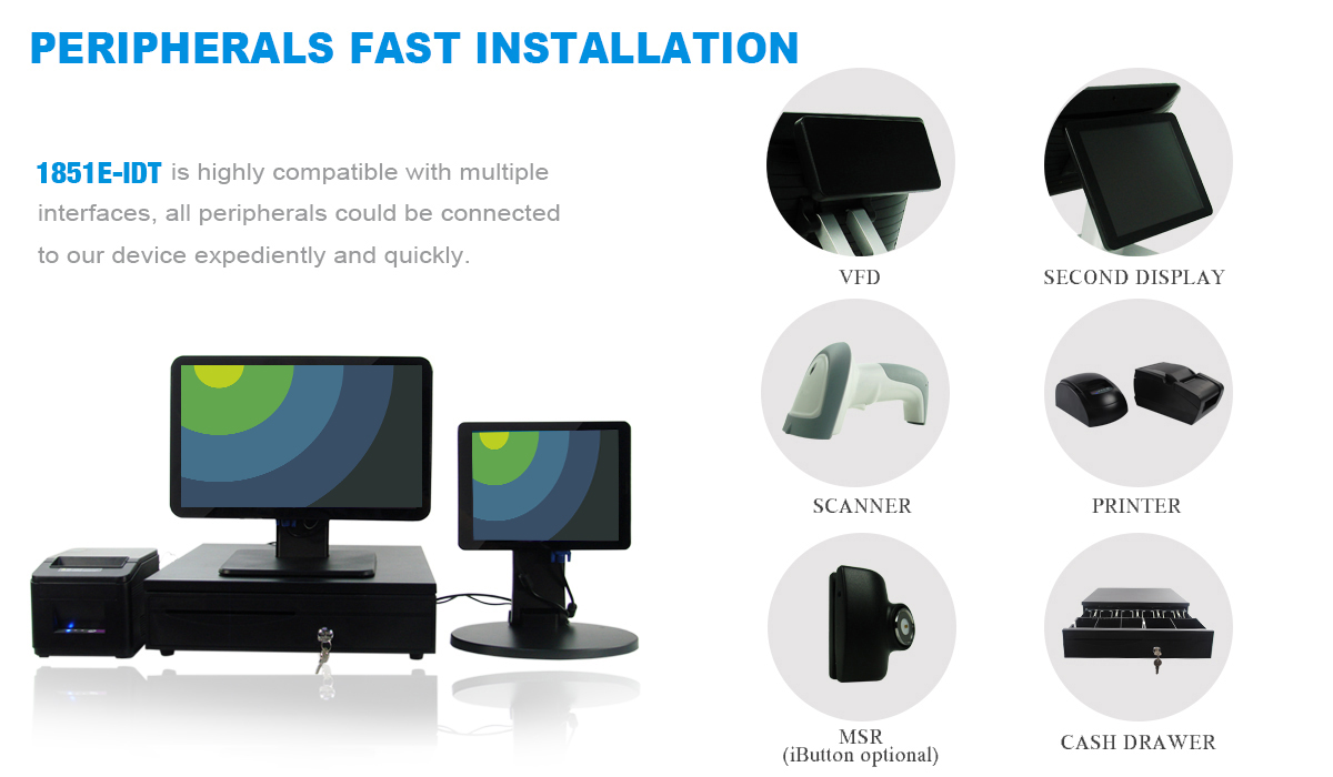 1366*768 Pixels 18.5 Inch All In One Touch POS System 3-Year Warranty Pos Machine