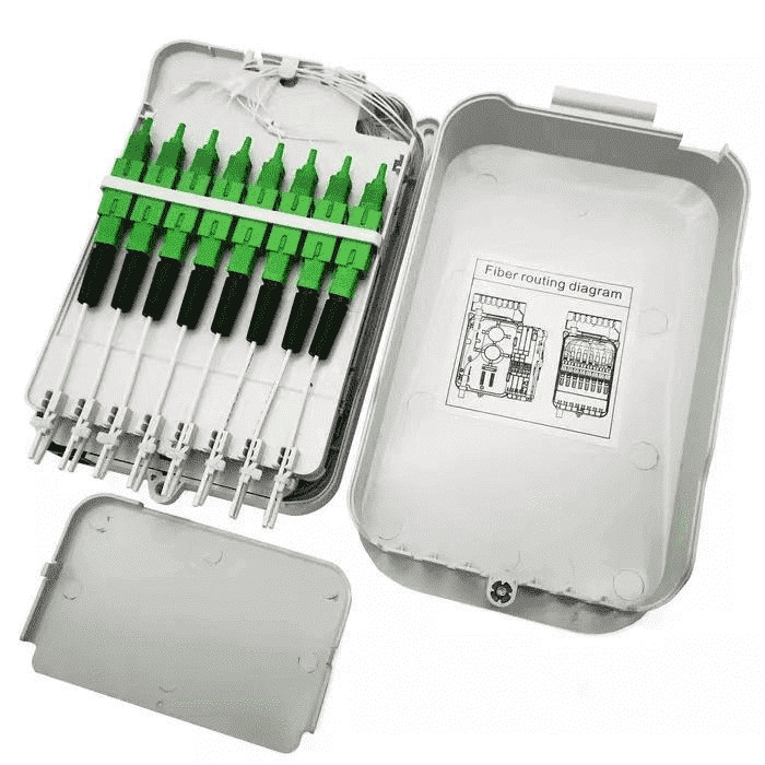 16Core Splitter FTTH Distribution Box UPC / APC Wall Mount Light Grey