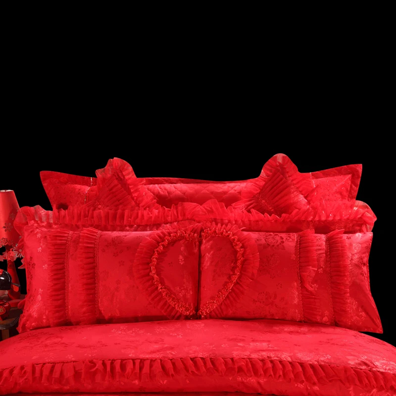 100% Cotton Embroidery 60S Quilt Cover Bridal Bed Sheet Sets Comforter Bedding Set Wedding Souvenirs Gift