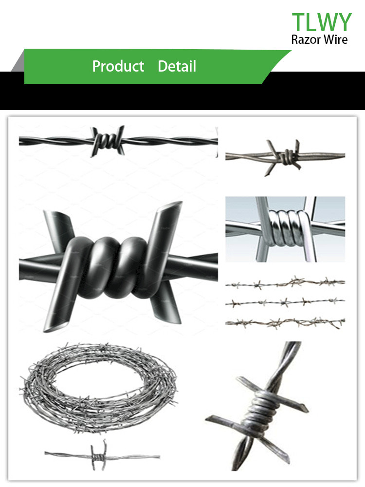 0.4mm-0.6mm PVC Coated Barbed Wire Anti Climb Heat Treated