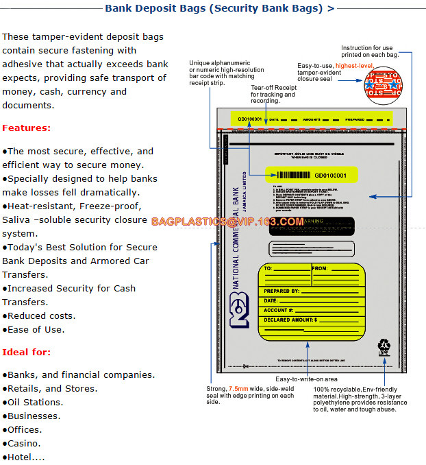 Steb Plastic Money Pe Bank Deposit Coin Security Pouch Bags With Seal For Cash Banking, Safety Cash Deposit Package Plas