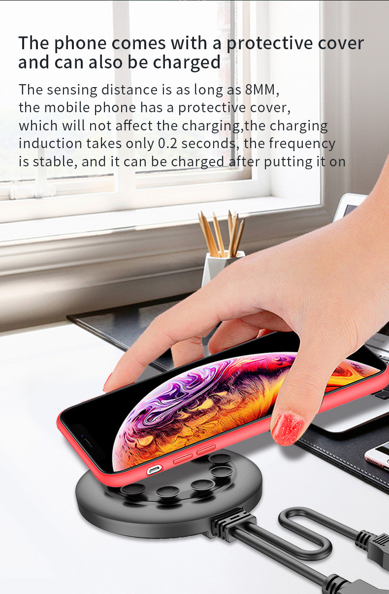 Portable Suction Cup Mini Wireless Charger Pad For Iphone 11 12 Pro Max