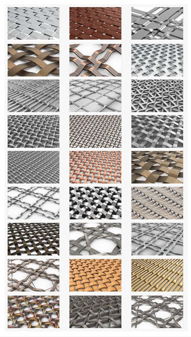Stainless Steel Brass Metal Decorative Crimped Woven Wire Mesh For Cabinet Doors