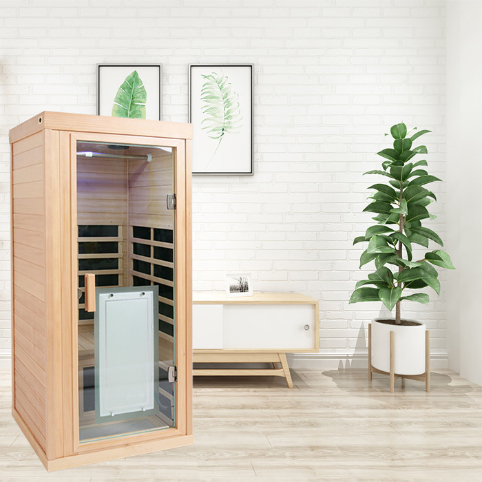 SPA One Person Sauna Room Solid Wood Mini Sauna Room Infrared