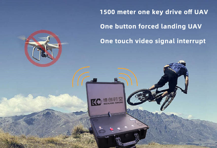 Trolley box style UAV drive off equipment 1500m automatic drive forced landing UAV jammer frequency can be customized