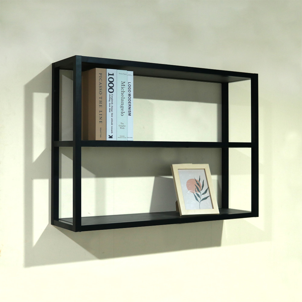 Floating Simple Wall Shelf Aluminum Structural Frame For Living Room