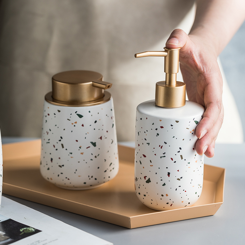Luxury Ceramic Bathroom Set Soap Bottle For Shampoo Liquid Lotion