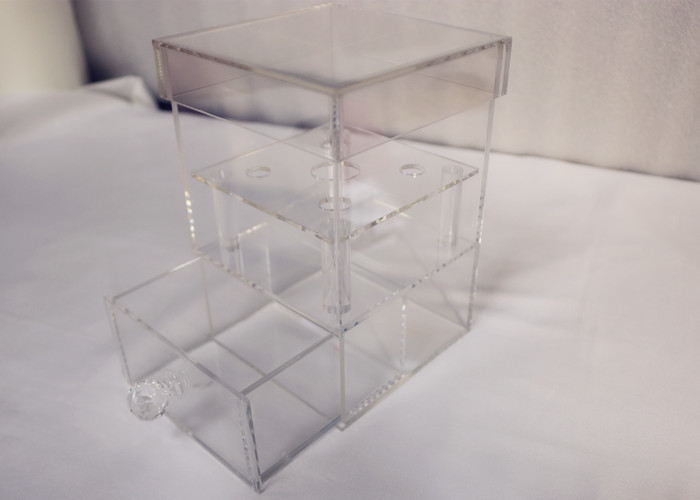 4 Holes Acrylic Flower Box 3mm Thickness Silk Screen Printing Logo With Drawer Lid