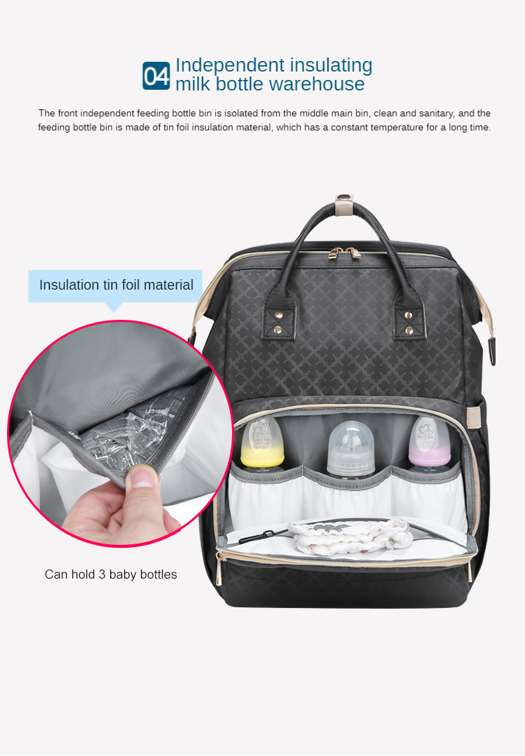 Fashion Mother Bag Portable Light Folding Design Crib Mother Multifunctional Diaper Backpack