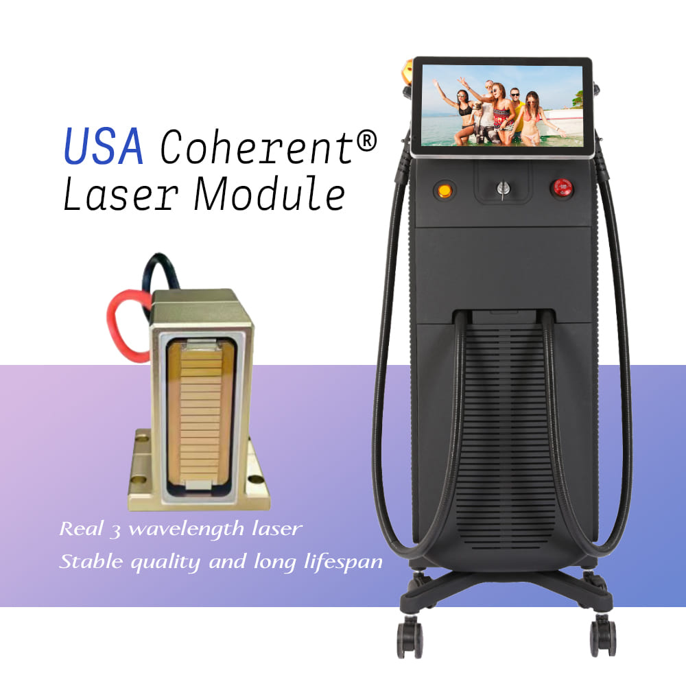2 Handle Laser Hair Removal Equipment ， Permanent Laser Hair Removal Best Laser Machine