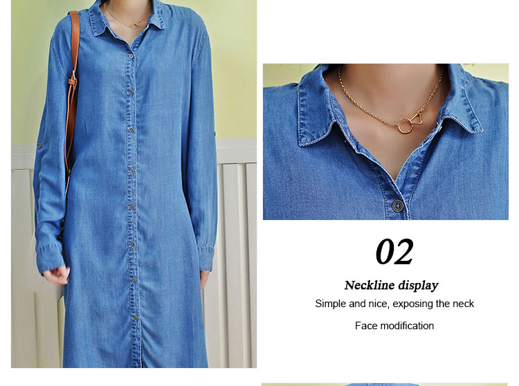 100% Lyocell Women'S Denim Blouses And Tops Casual Oversized Dress