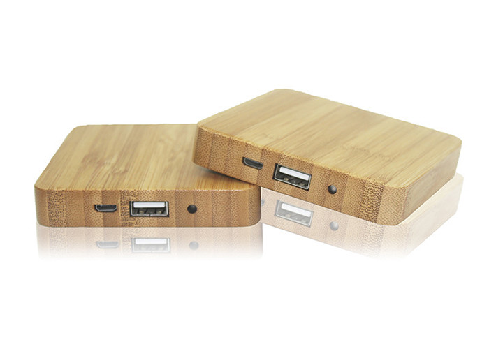 Color Printing Logo Wireless Portable Power Bank , 10400mAh Bamboo Power Bank