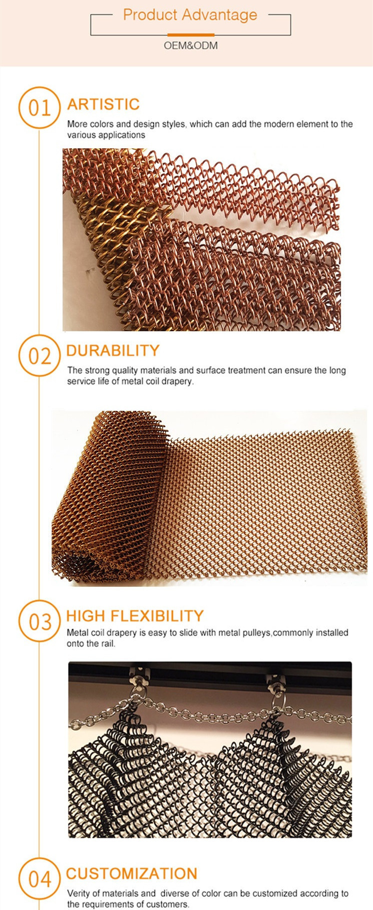 Chain Link Metal Mesh Curtain With Beautiful Color As Draper For Hotel Decoration