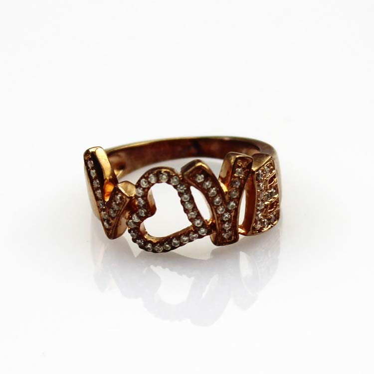 925 Silver Ring Pave Clear Rhinestone Love Ring(JR078)