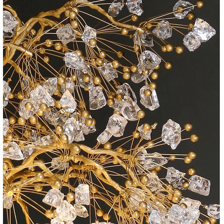 Modern Restaurant Chandelier 3000-6500K All Copper Branch Crystal Stone Chandelier