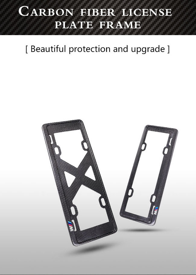Logo Printed Glossy Twill Carbon Fiber License Plate Frame