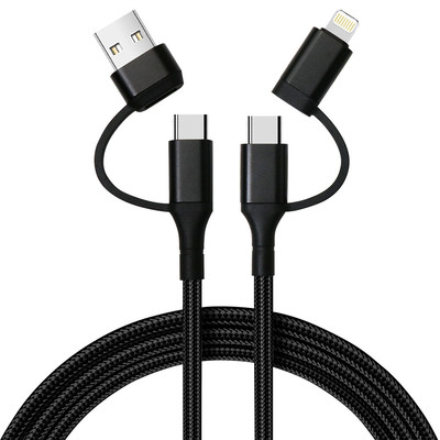 Customized Four-in-one Braided Data Cable Fast Charging Durable All-in-one Solution