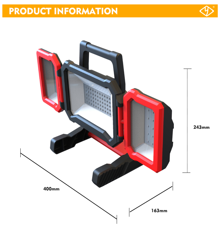 3000LM Folding Outdoor Working Light IP54 Portable Flood Light Rechargeable
